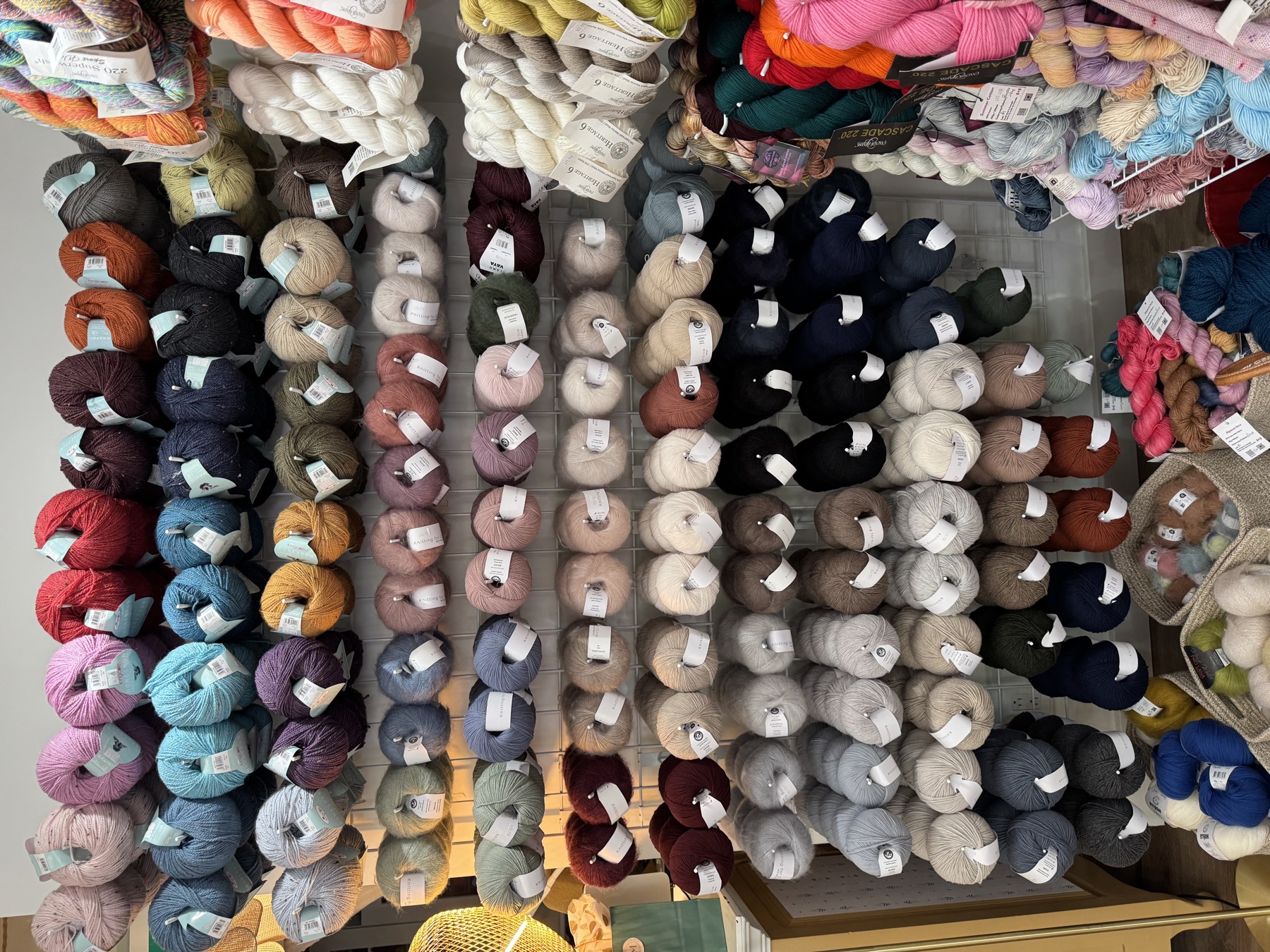 Wall of colourful yarns at Mamou
